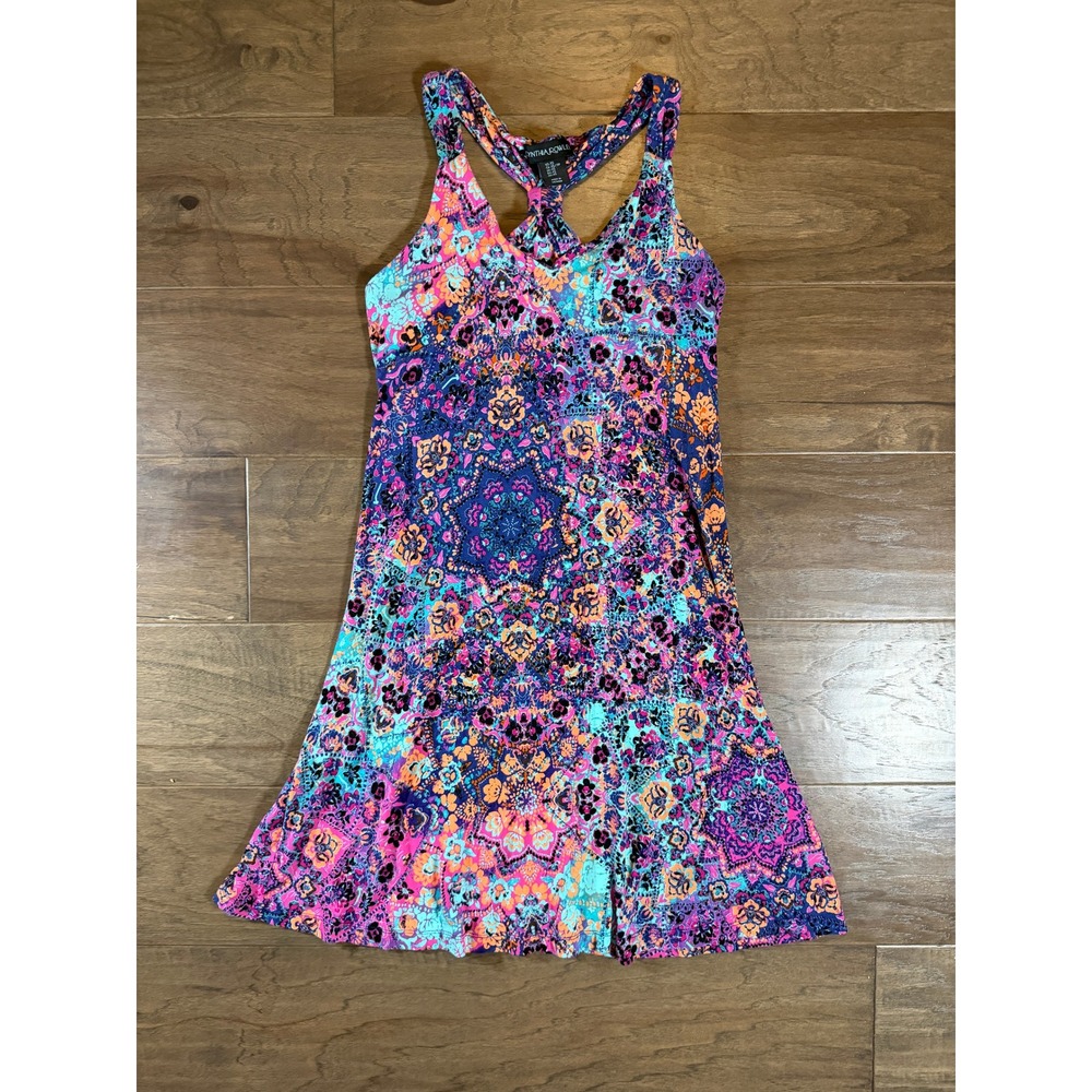 Cynthia Rowley Womens XS Multicolor Mandala Print Racerback Mini Dress Purple
